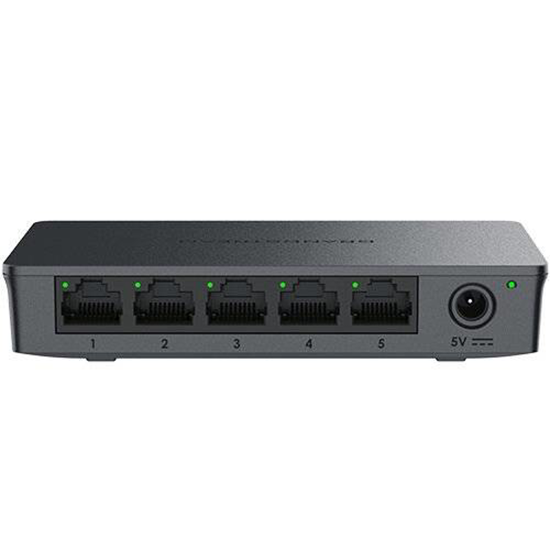 Switch No administrable, 5 puertos Gigabit con crossover automático MDI/MDIX, gabinete plástico para escritorio o pared.