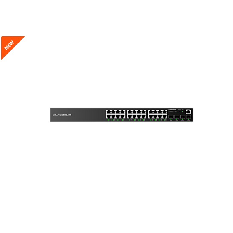 Switch Administrable Capa L2+, 24 ptos Gigabit + 4 SFP, PoE hasta 360W de salida, compatible con GWN Cloud
