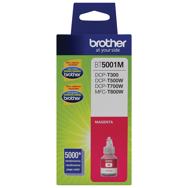 Botella de tinta Brother BT5001M magenta, rendimiento aproximado 5,000 páginas, compatible con DCPT220, DCPT520DW, DCPT720DW, MFCT920DW