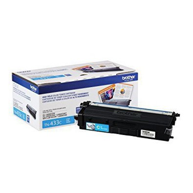Tóner Brother TN433C cian, rendimiento apróximado 4,000 páginas, compatible con MFCL8900CDW