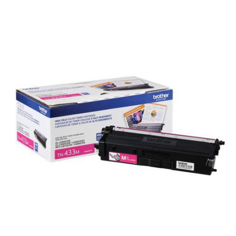 Tóner Brother TN433M magenta, rendimiento apróximado 4,000 páginas, compatible con MFCL8900CDW