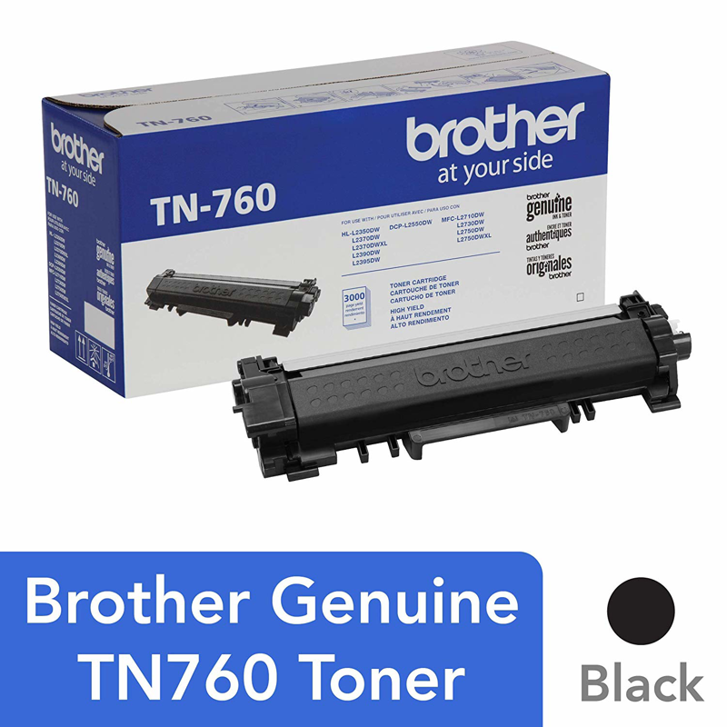 Tóner Brother TN760, negro, rendimiento aproximado 3,000 páginas, para equipos DCPL2551DW.