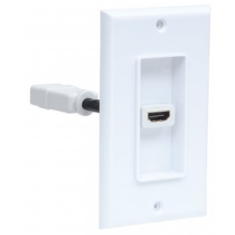 771719 Placa de pared HDMI de un puerto, Compatible con cajas de montaje de distribución sencilla, ranuras y cajas montadas en pared.