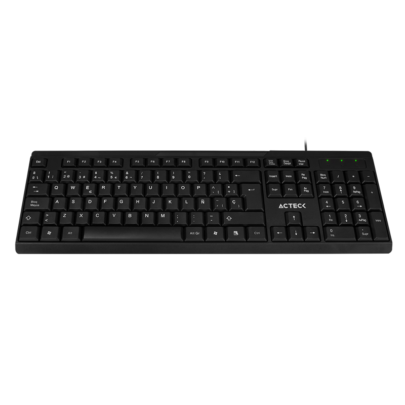 Teclado Estándar ACTECK Alámbrico USB WINDOWS-LINUX Diseño Clásico Negro INSPIRE TA210