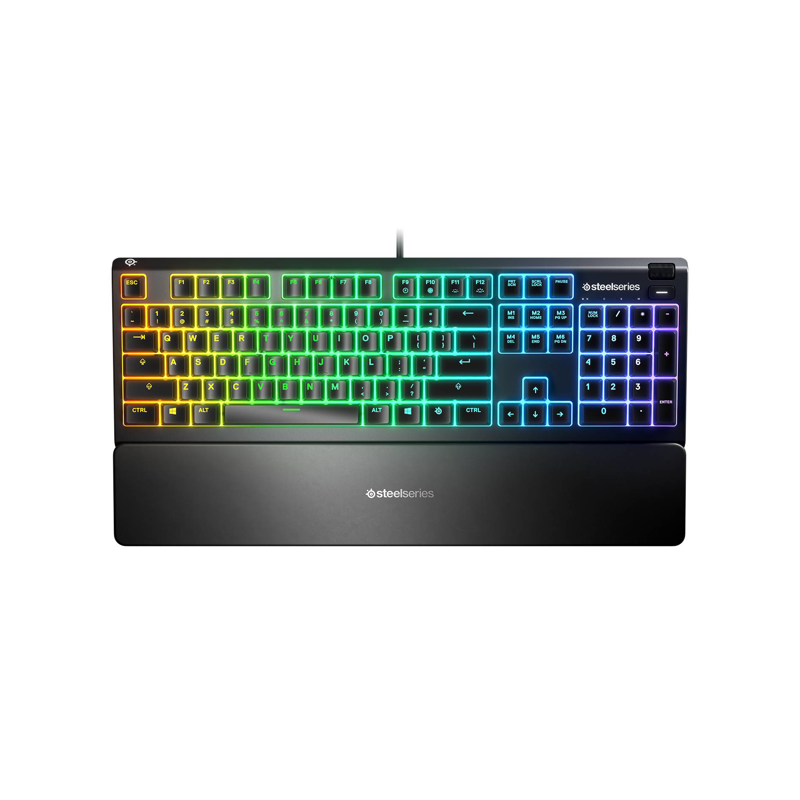 Teclado SteelSeries Apex 3 RGB Gaming. Iluminación RGB de 10 zonas. IP32 Resistente al agua 