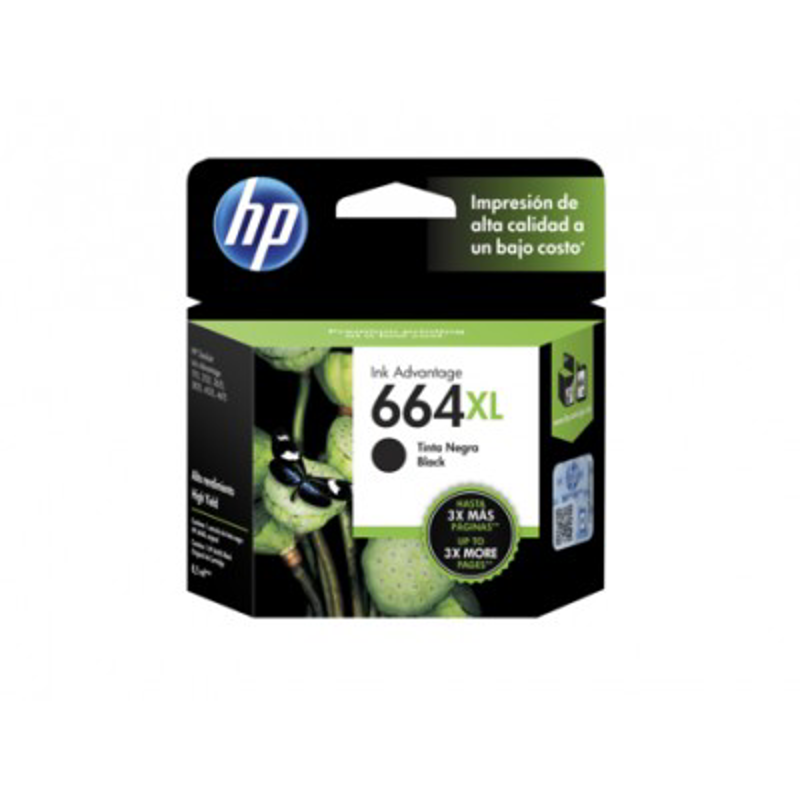 Tinta HP 664XL - F6V31AL, Negro - Alto Rendimiento