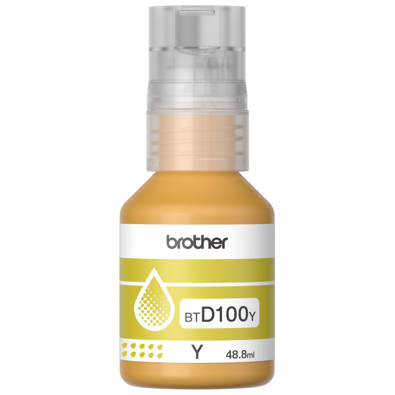 Botella de tinta Brother BTD100Y amarillo, rendimiento aproximado 5,000 páginas, compatible con DCPT230, DCPT530DW, DCPT730DW, MFCT930DW