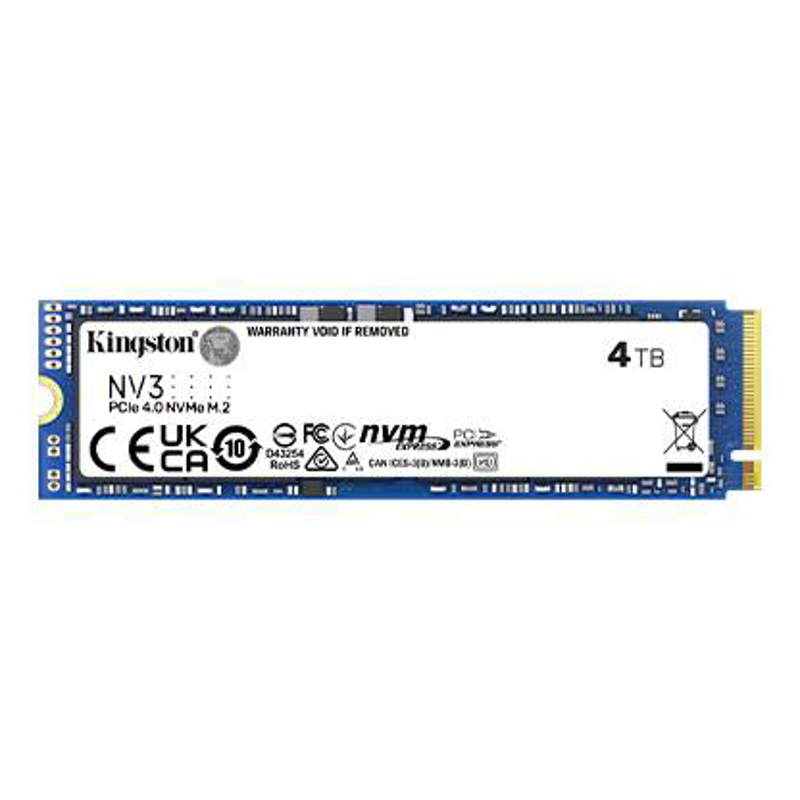 UNIDAD DE ESTADO SOLIDO KINGSTON NV3 4TB M.2 2280 NVME PCIE GEN 4X4 R.6000MB/S W.5000MB/S